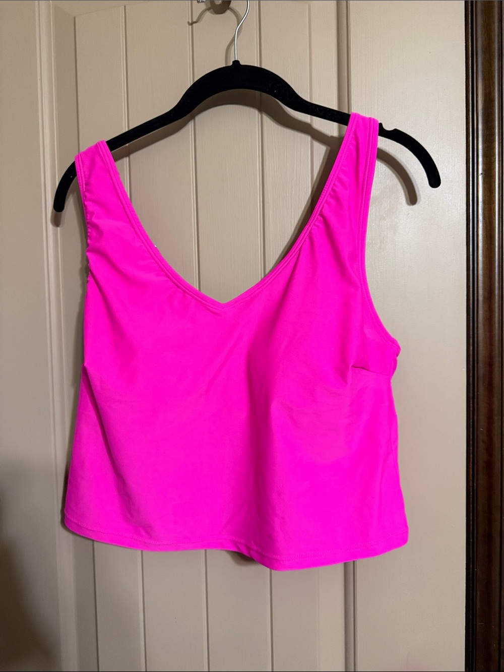 Bright Neon Pink V-Neck Swim Top
